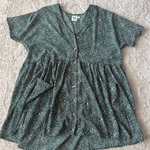 Princess Polly Green Floral Button-Front Girls' Top